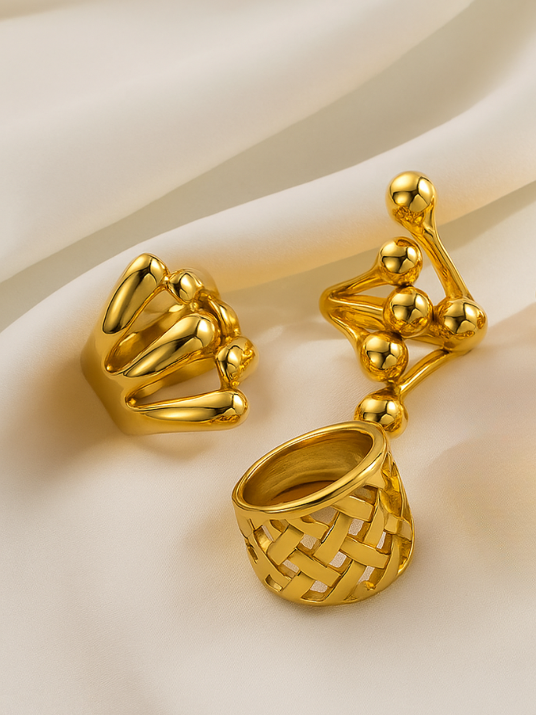 18KT Gold-Plated Assymetry Orb Wrap Ring