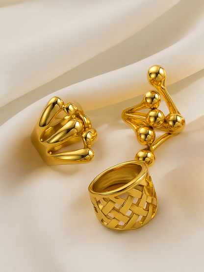 18KT Gold-Plated Assymetry Orb Wrap Ring