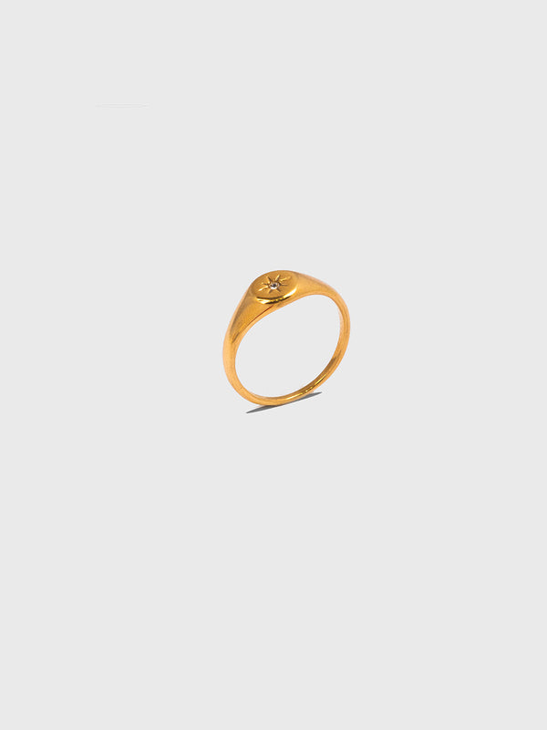 18KT Gold-Plated Sun Zircon Ring | Waterproof, Hypoallergenic, Tarnish-Free