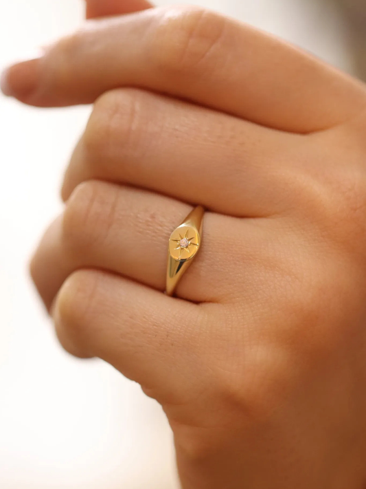 18KT Gold-Plated Sun Zircon Ring