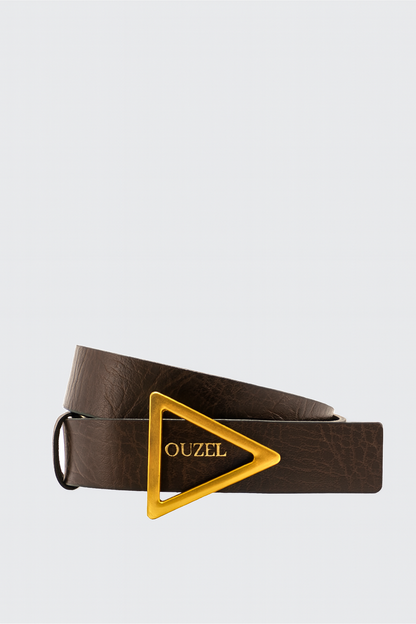 TROIS Triangle Buckle Reversible Leather belt