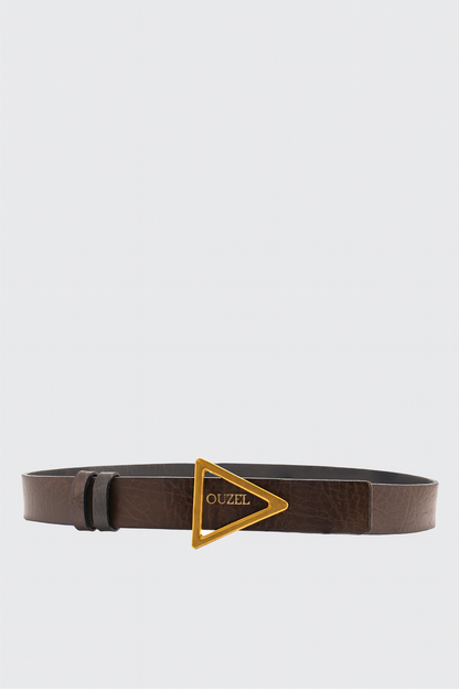 TROIS Triangle Buckle Reversible Leather belt