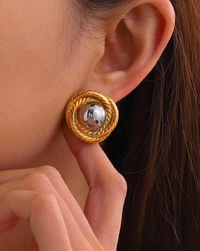 Two-Tone Circle Rope Statement Earrings