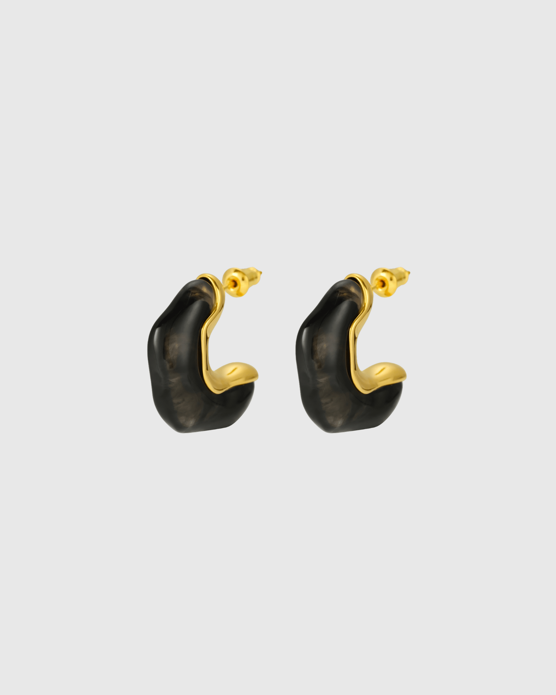 Black Enamel Hoop Earrings - OUZELJewellery