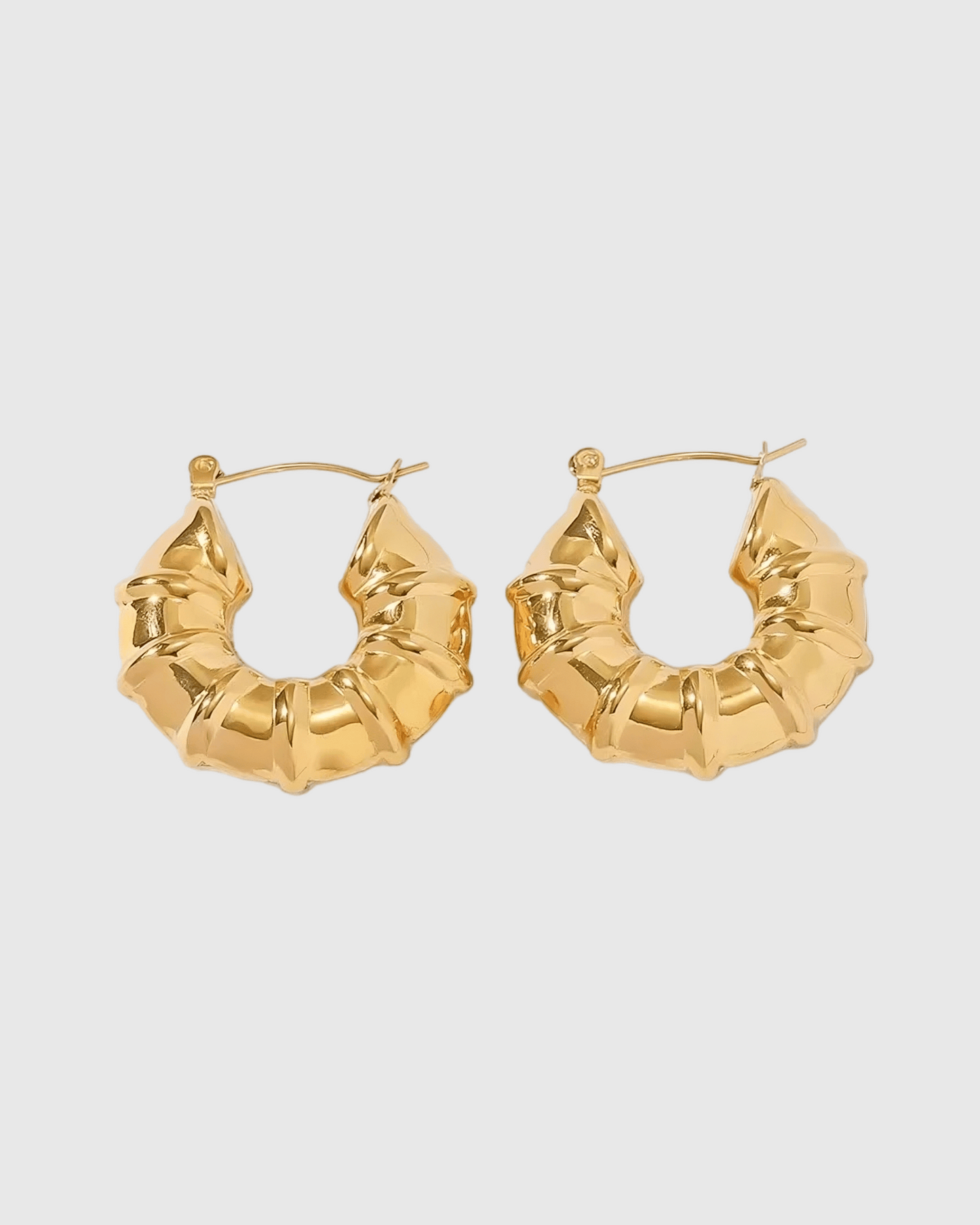 Gold Bamboo Hoop Earrings - OUZELJewellery