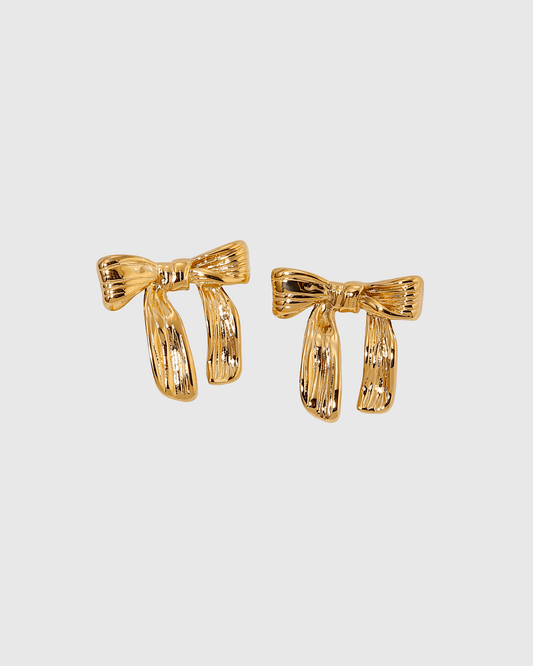 Gold Bow Stud Earrings - OUZELJewellery