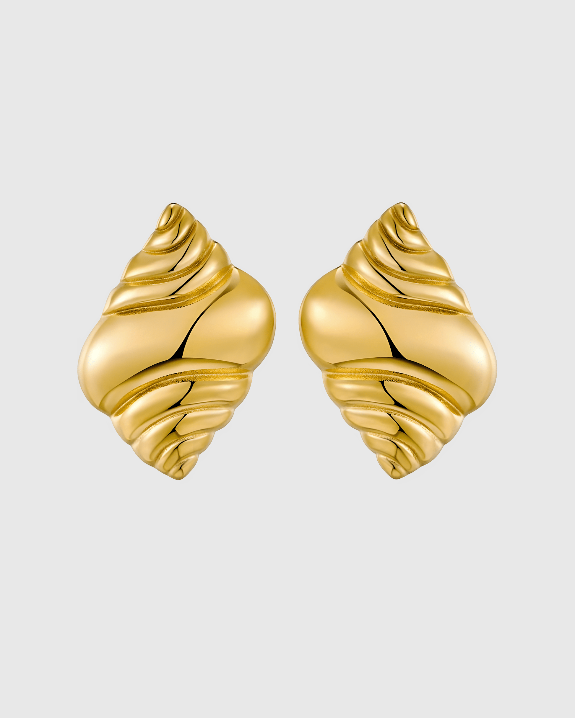 Gold Conch Shell Stud Earrings - OUZELJewellery