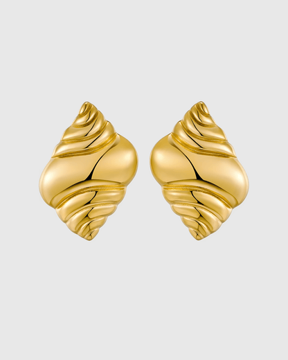 Gold Conch Shell Stud Earrings - OUZELJewellery