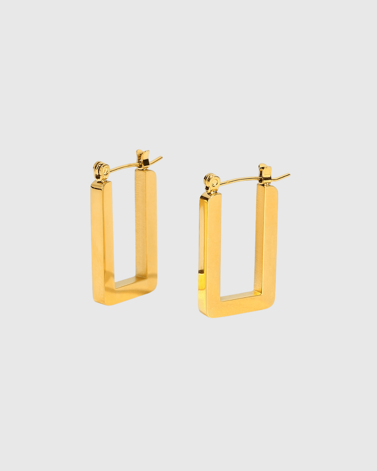 Gold Geometric "U" Hoop Earrings - OUZELJewellery