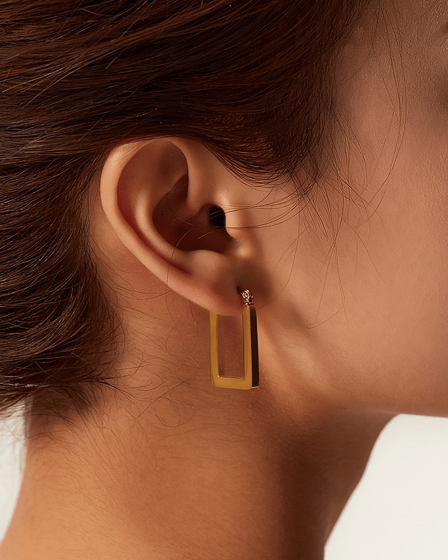 Gold Geometric "U" Hoop Earrings - OUZELJewellery