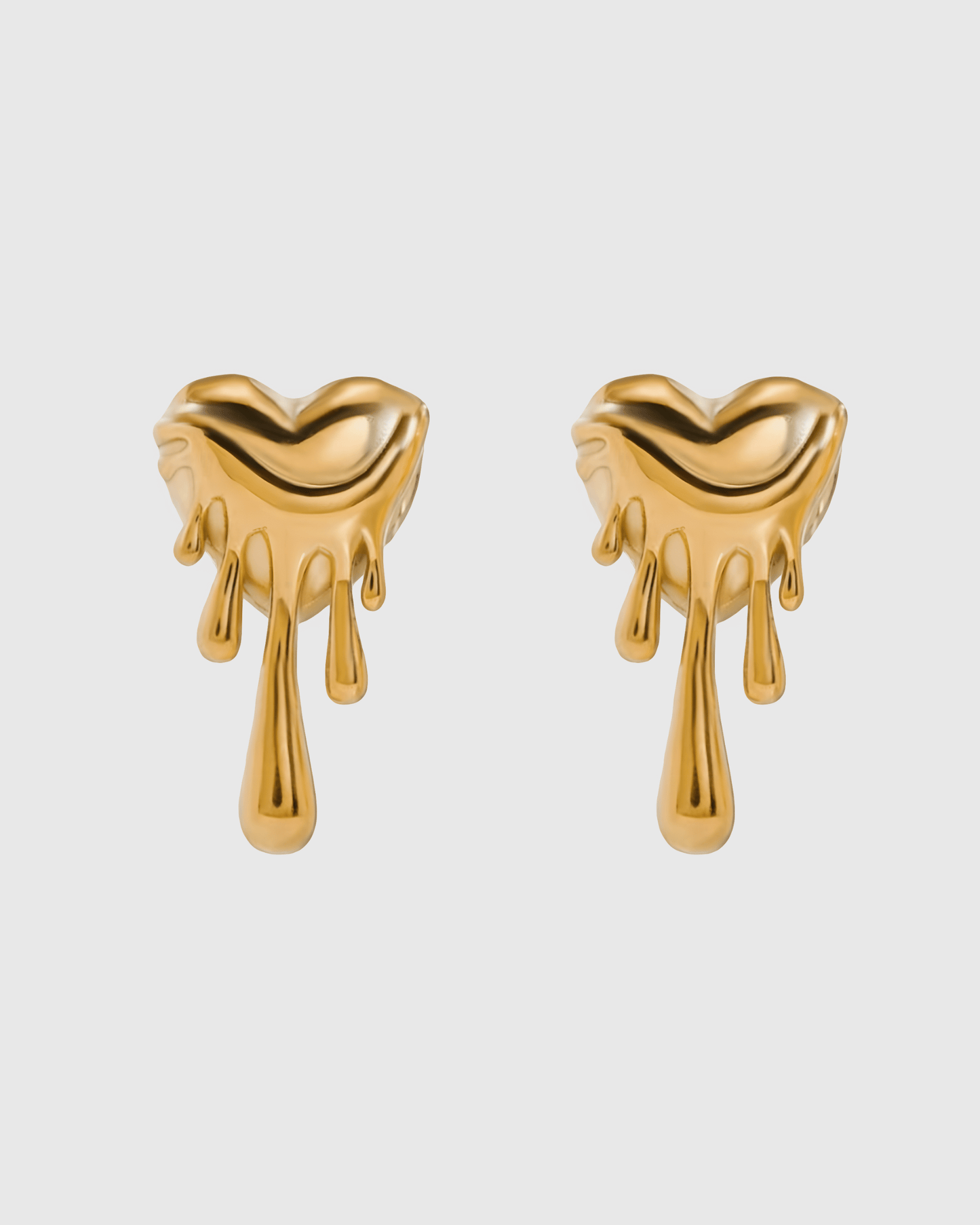 Gold Heart Dripping Stud Earrings - OUZELJewellery