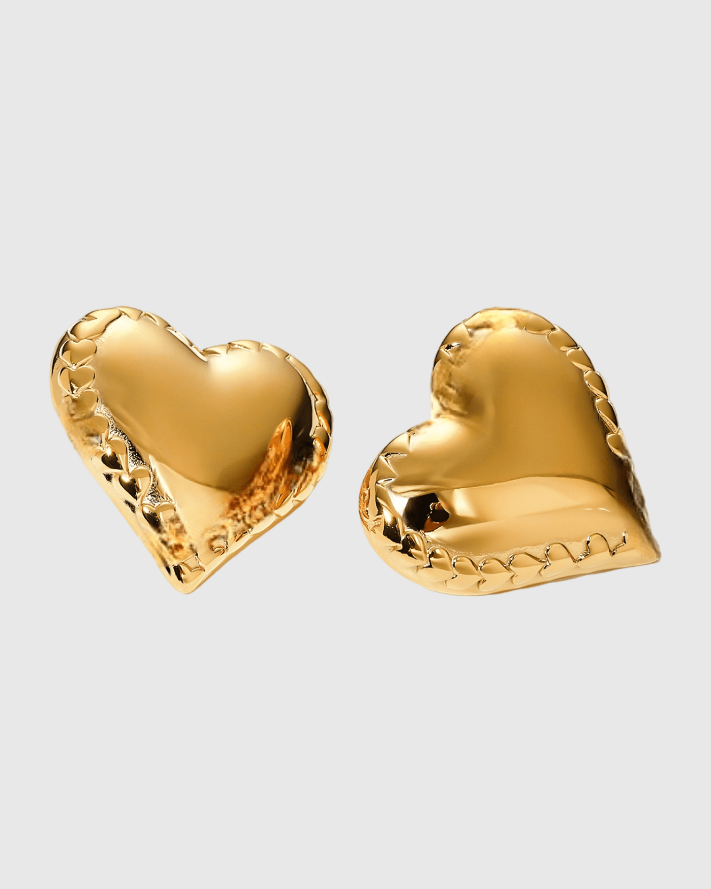 Gold Heart Stud Earrings - OUZELJewellery