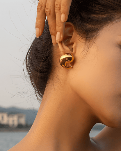 Gold Hook Stud Earrings - OUZELJewellery