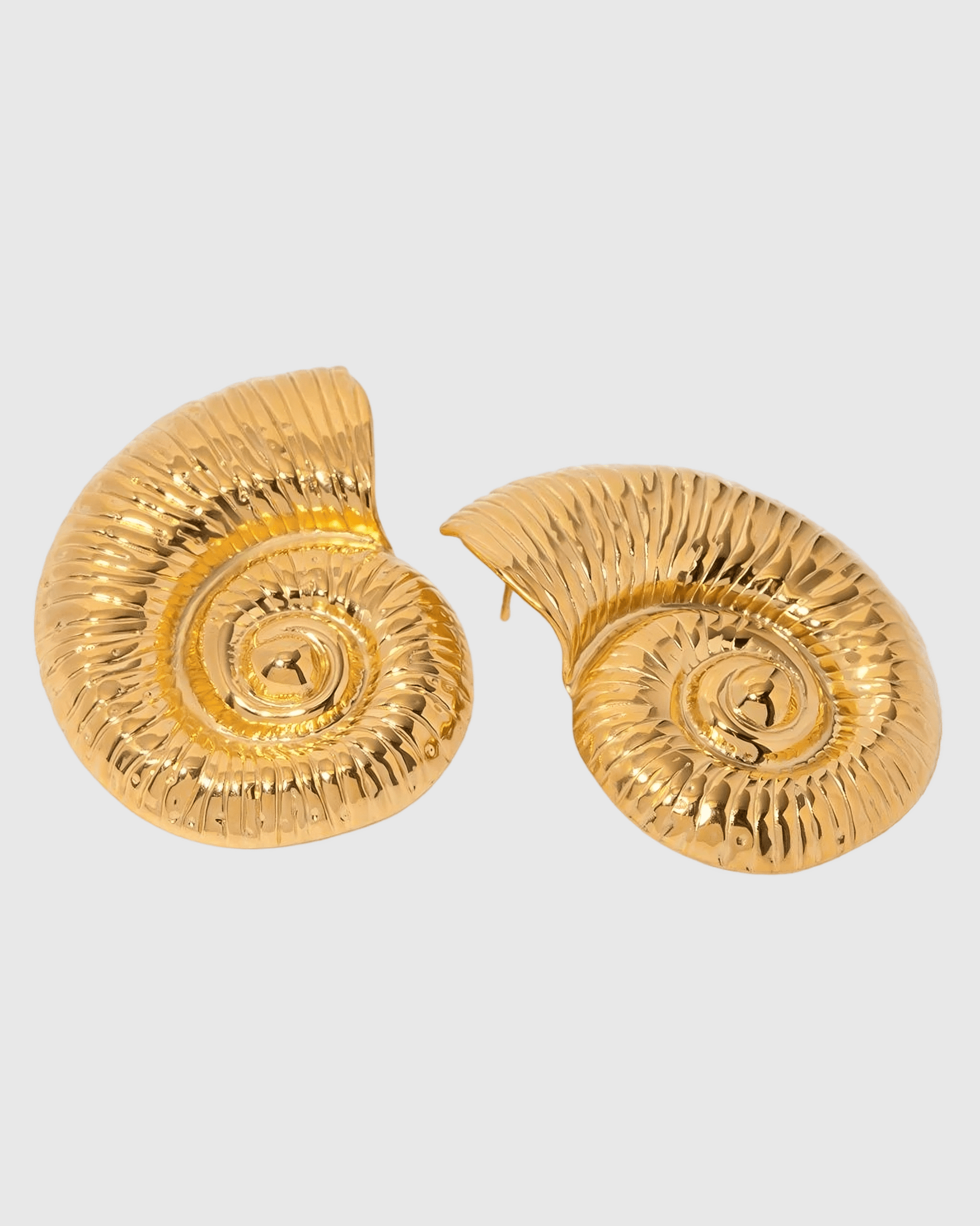 Gold Large Spiral Shell Stud Earrings - OUZELJewellery