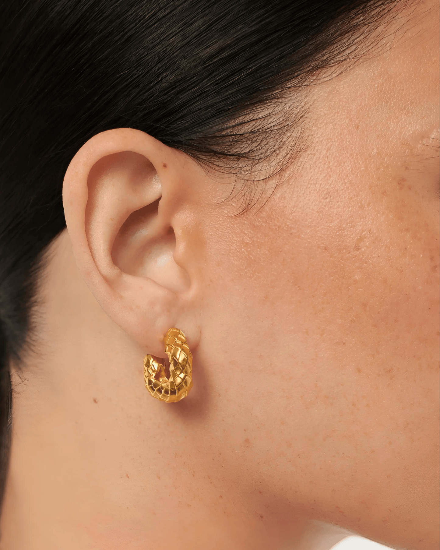 Gold Mini Textured Hoop Earrings - OUZELJewellery