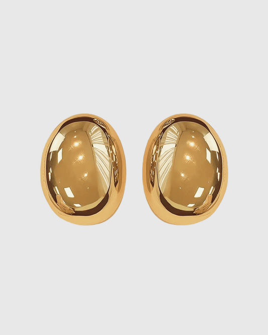 Gold Oval Stud Earrings - OUZELJewellery