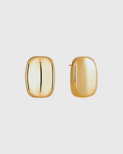 Gold Rectangular Stud Earrings - OUZELJewellery