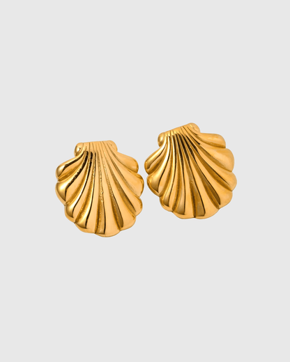 Gold Shell Stud Earrings - OUZELJewellery