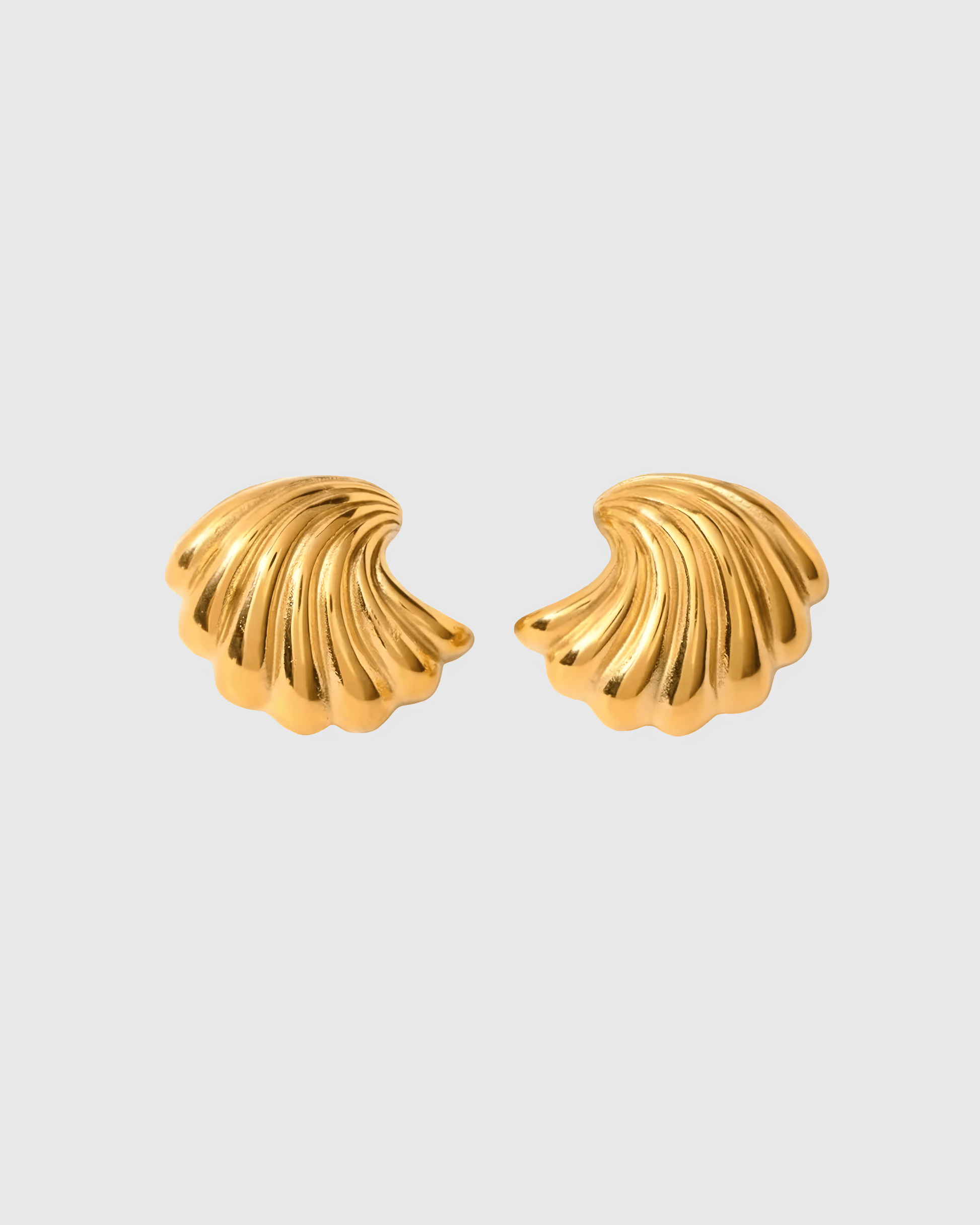 Gold Shell Wings Stud Earrings - OUZELJewellery