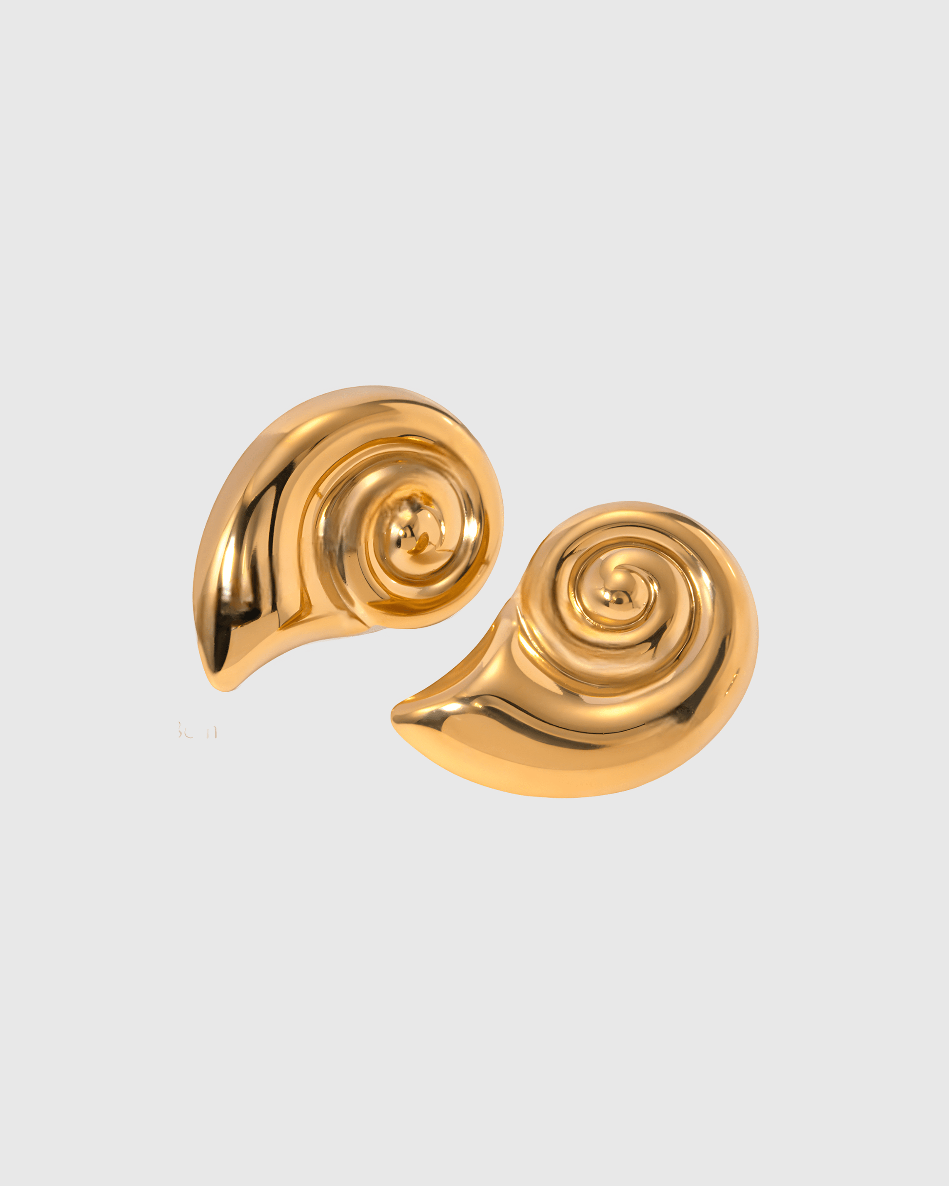 Gold Spiral Shell Shaped Stud Earrings - OUZELJewellery