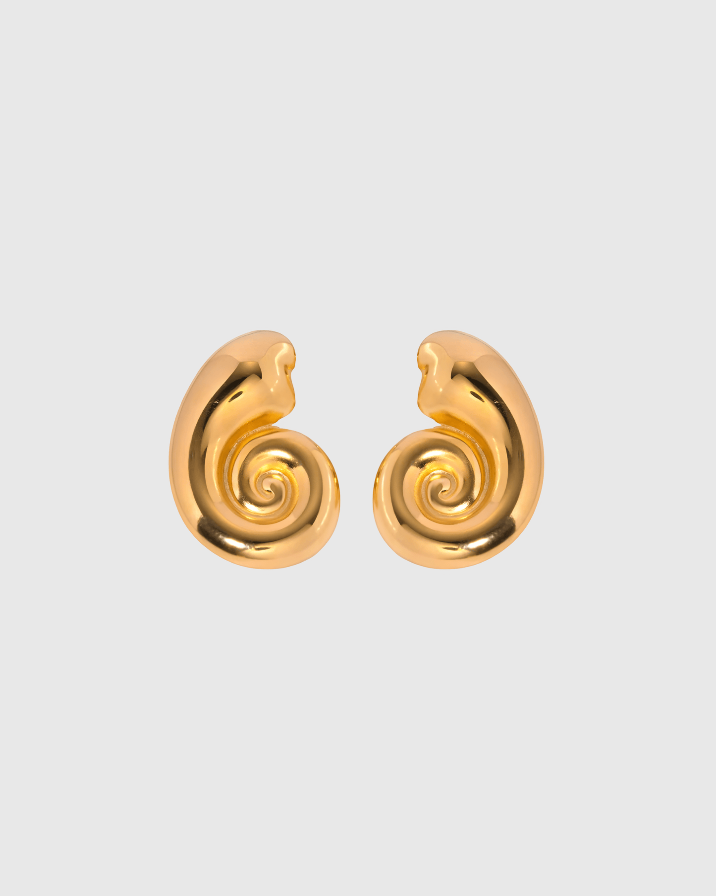 Gold Spiral Shell Stud Earrings - OUZELJewellery