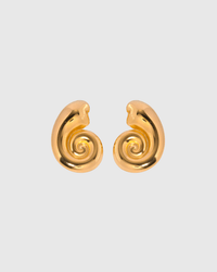 Gold Spiral Shell Stud Earrings - OUZELJewellery