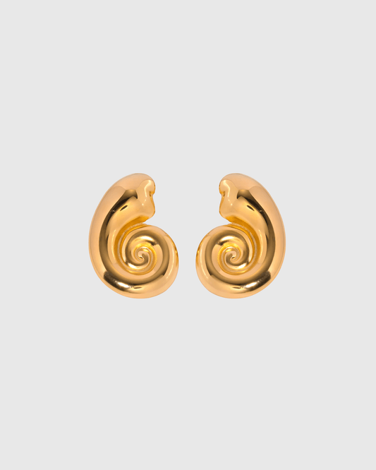 Gold Spiral Shell Stud Earrings - OUZELJewellery