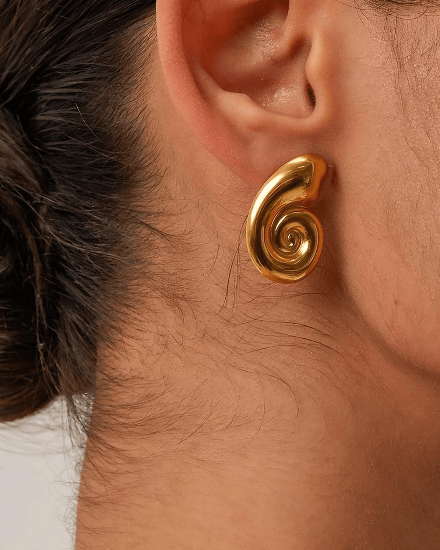 Gold Spiral Shell Stud Earrings - OUZELJewellery