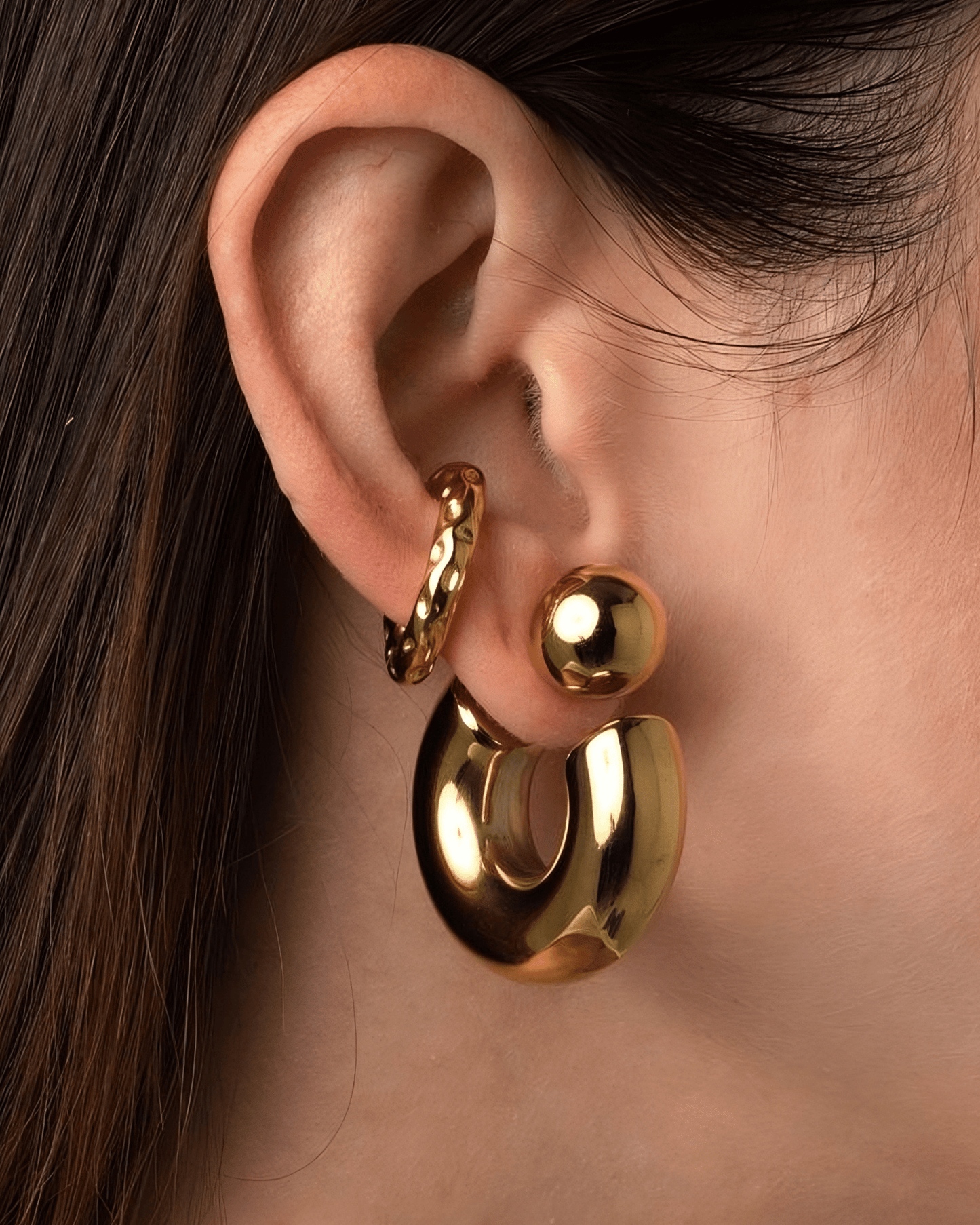 Gold Tube Reversible Hoop Earrings - OUZELJewellery