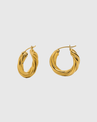 Gold Twisted Hoop Earrings - OUZELJewellery