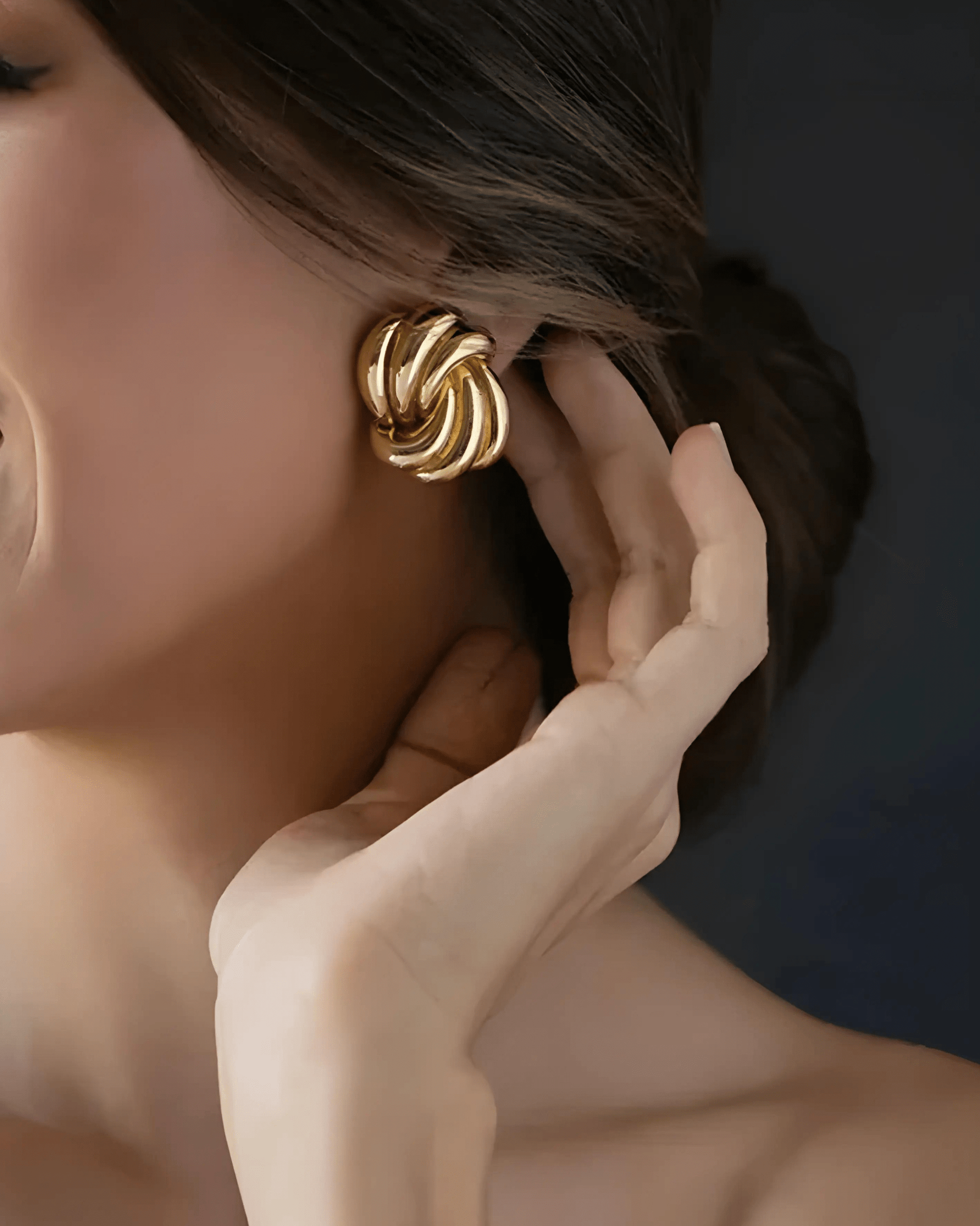 Gold Wave Statement Stud Earrings - OUZELJewellery