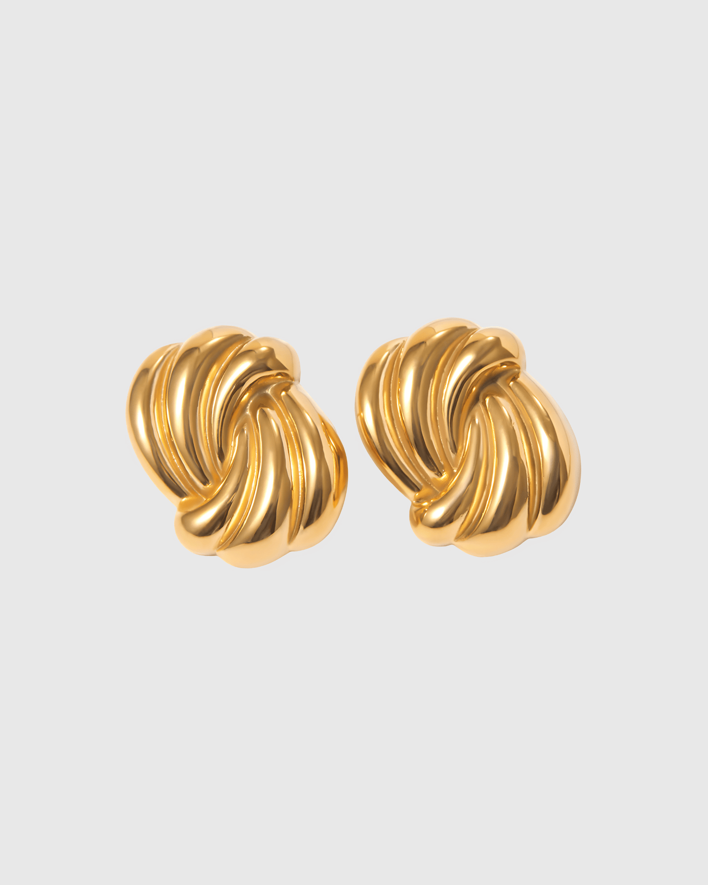 Gold Wave Statement Stud Earrings - OUZELJewellery