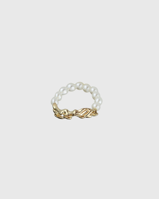 Half Round Pearl Gold Ring - OUZELJewellery