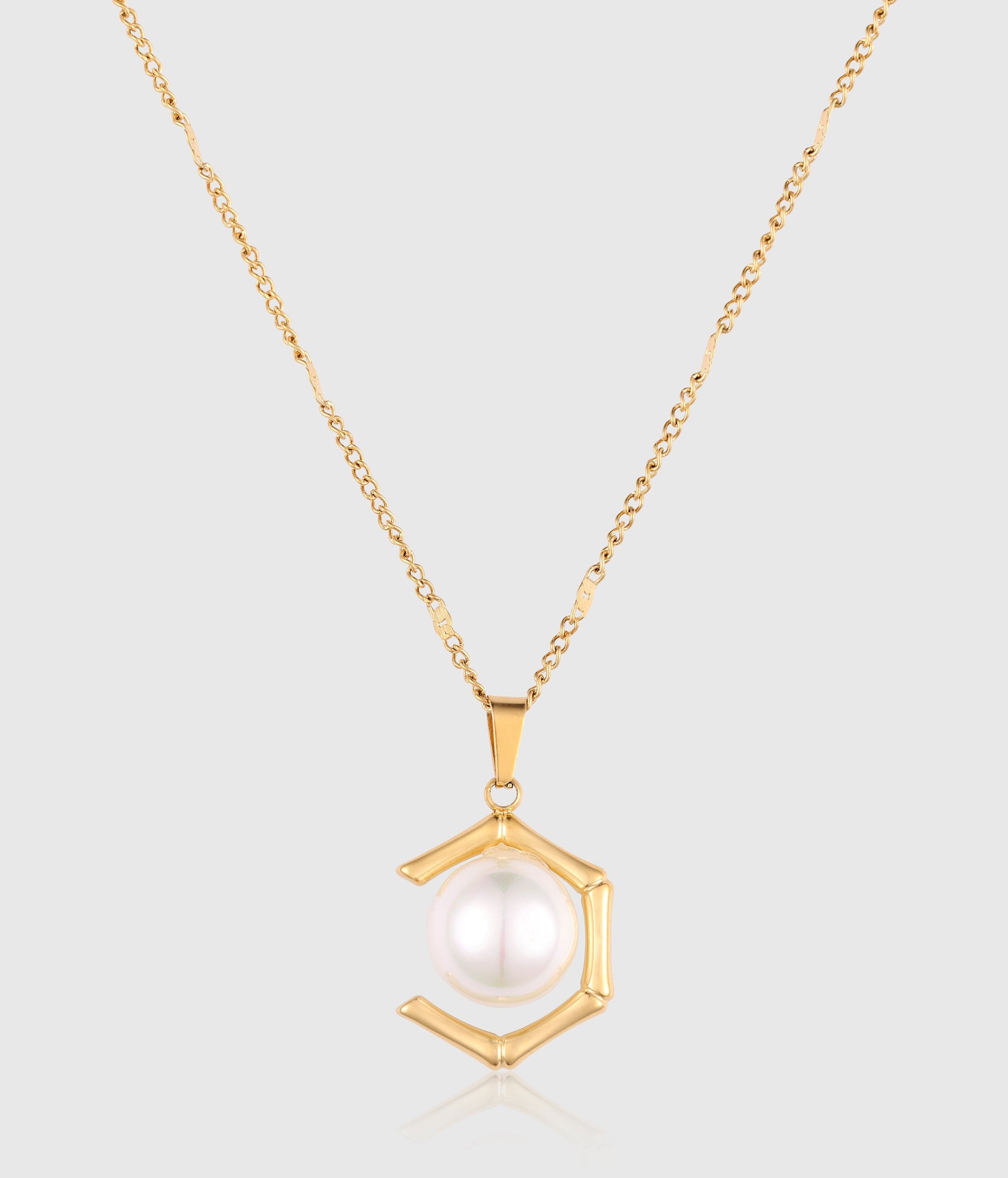 Pearl Open - Space Hexagonal Pendant Necklace - OUZELJewellery