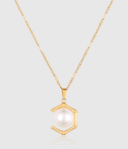 Pearl Open - Space Hexagonal Pendant Necklace - OUZELJewellery