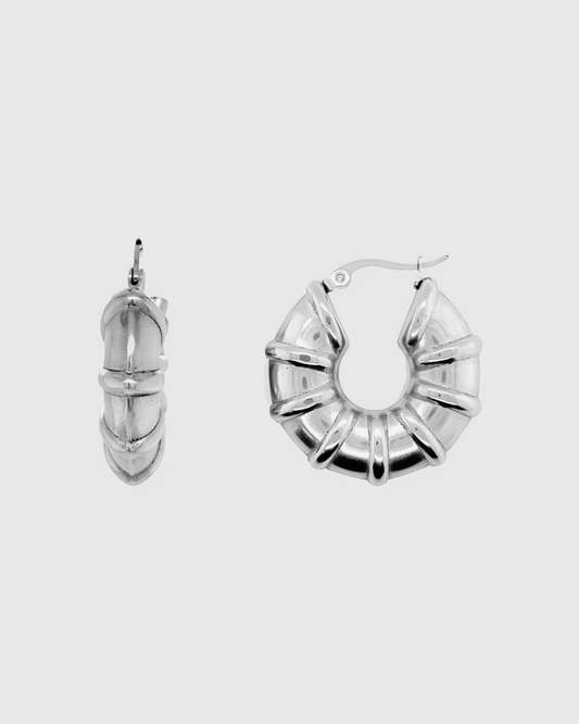 Silver Bamboo Hoop Earrings - OUZELJewellery