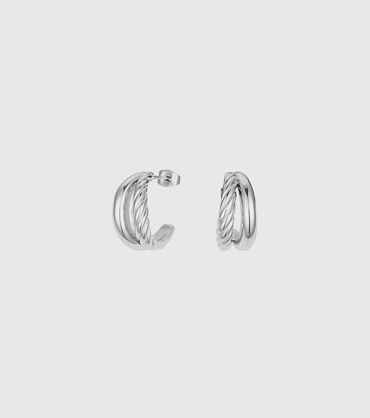 Silver Double Row Hoop Earrings - OUZELJewellery