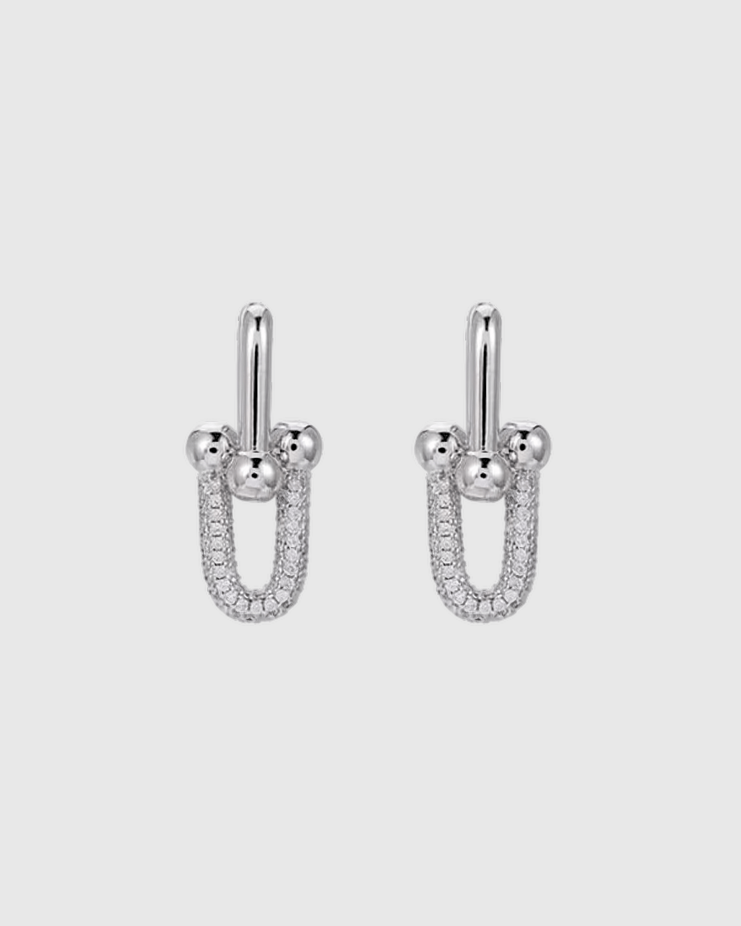 Silver U - Link Hoop Earrings - OUZELJewellery