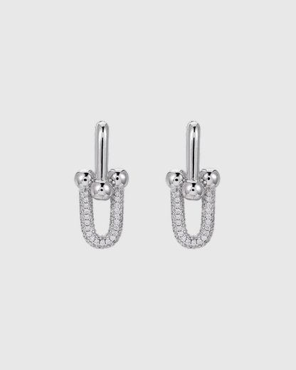 Silver U - Link Hoop Earrings - OUZELJewellery