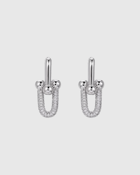 Silver U - Link Hoop Earrings - OUZELJewellery