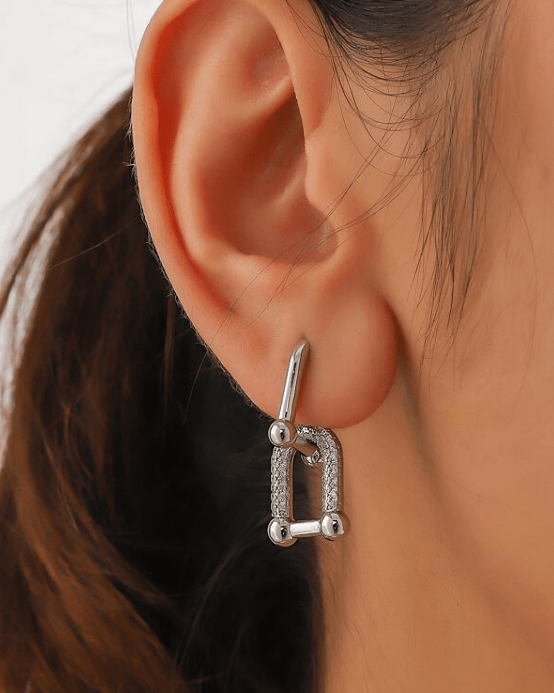 Silver U - Link Hoop Earrings - OUZELJewellery