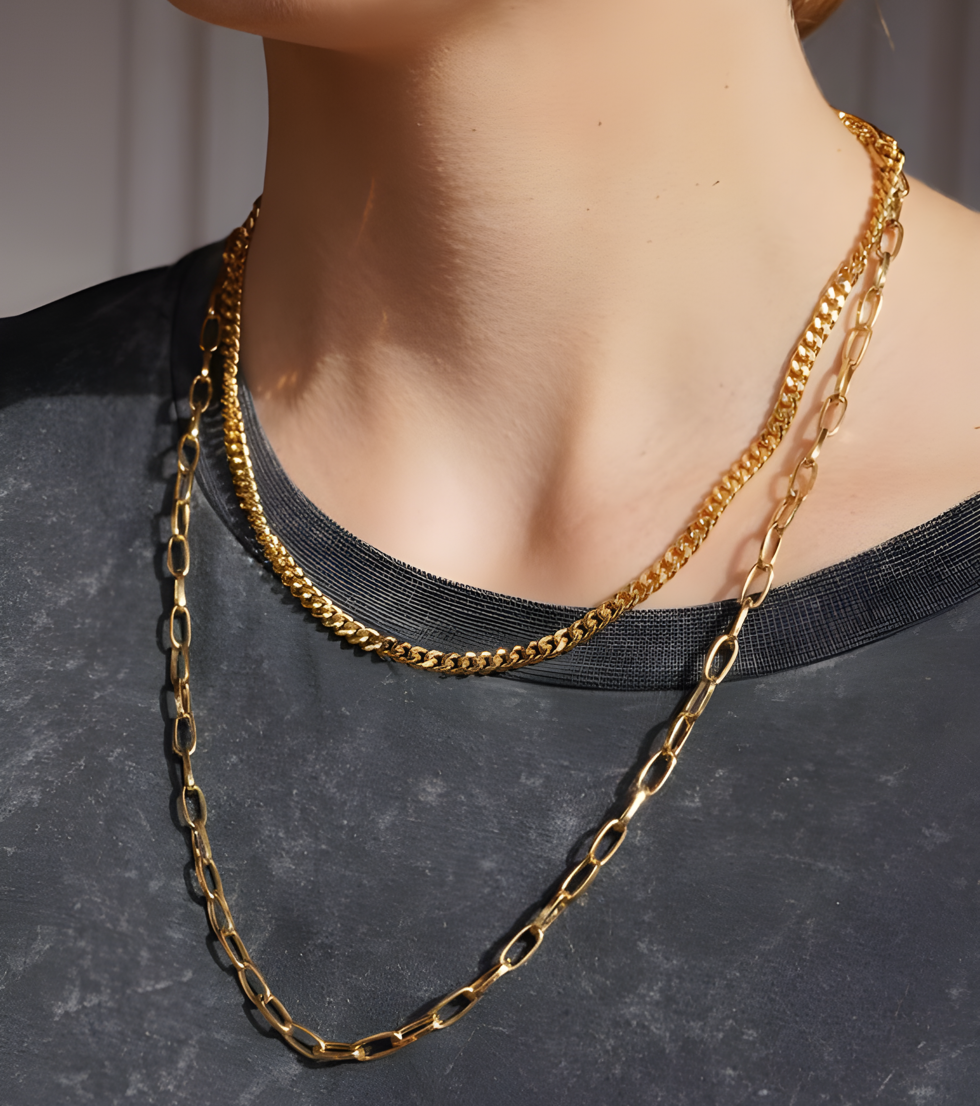 Sabah Twisted Double Layered Chain Necklace – TJORI