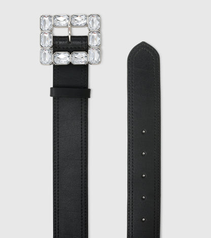 BAGUETTE Embellished Italian Leather Belt - OUZELLeather Belts