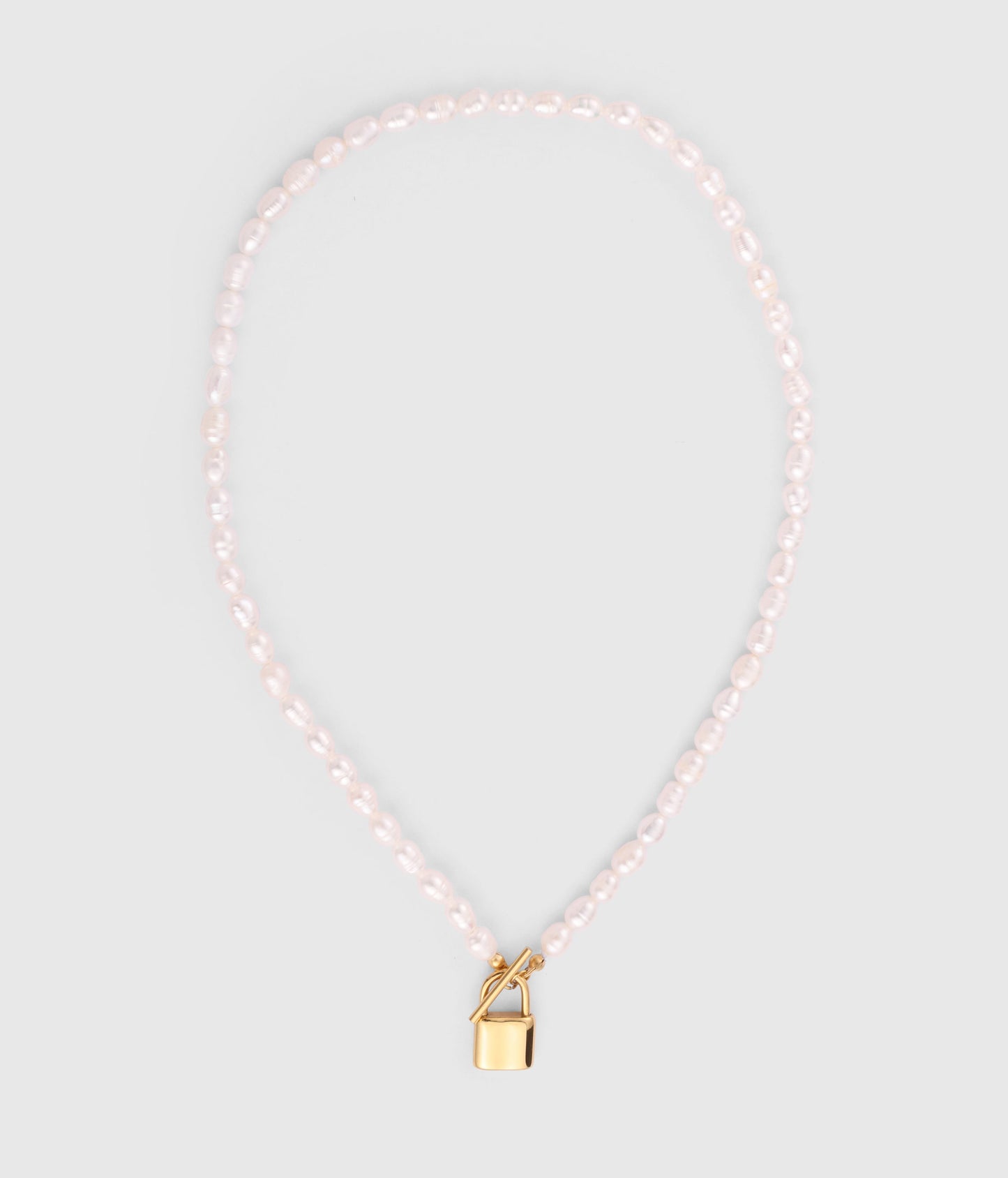 Baroque Pearl Padlock T-Bar Necklace - OUZELJewellery