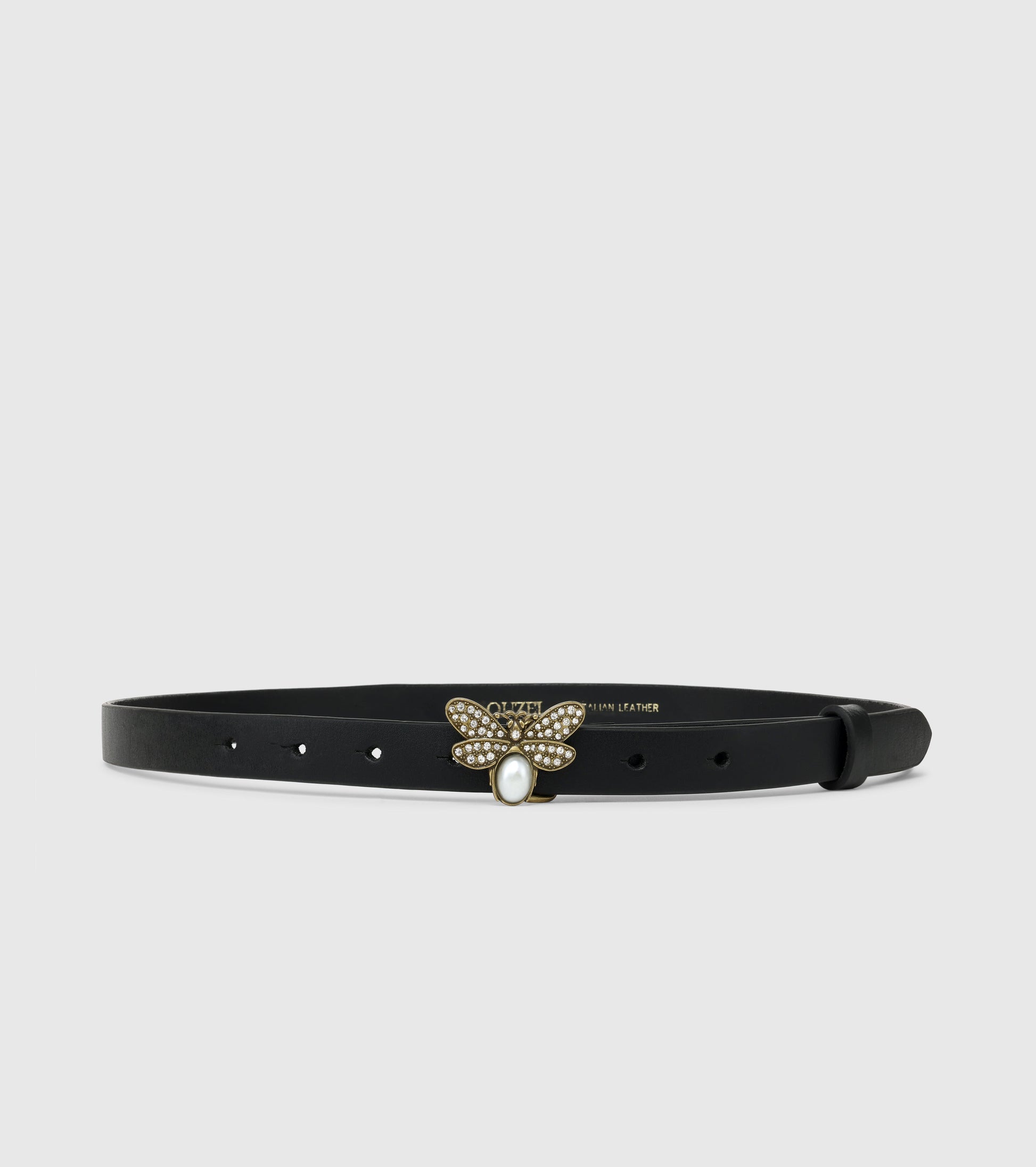 BUZZ Embellished Italian Leather Belt- Black - OUZELLeather Belts