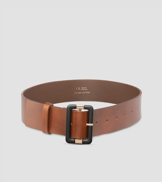 ELYNA Italian Leather Belt- Brown - OUZELLeather Belts