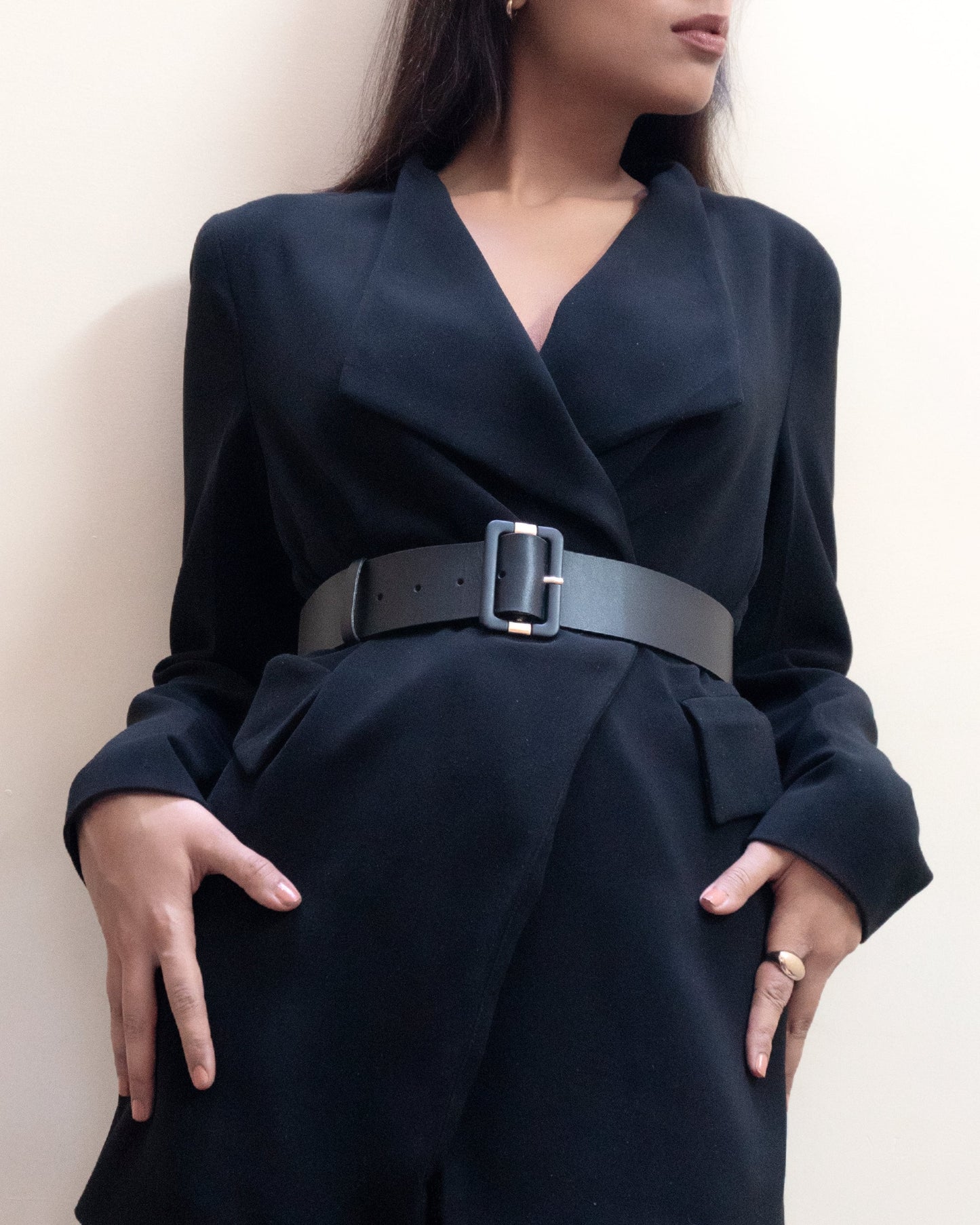 ELYNA Rectangle Buckle Leather belt - OUZELLeather Belts