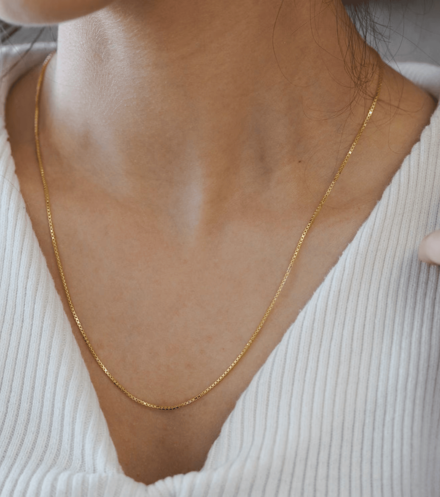 Gold Adjustable Threader Box Chain Necklace - OUZELJewellery