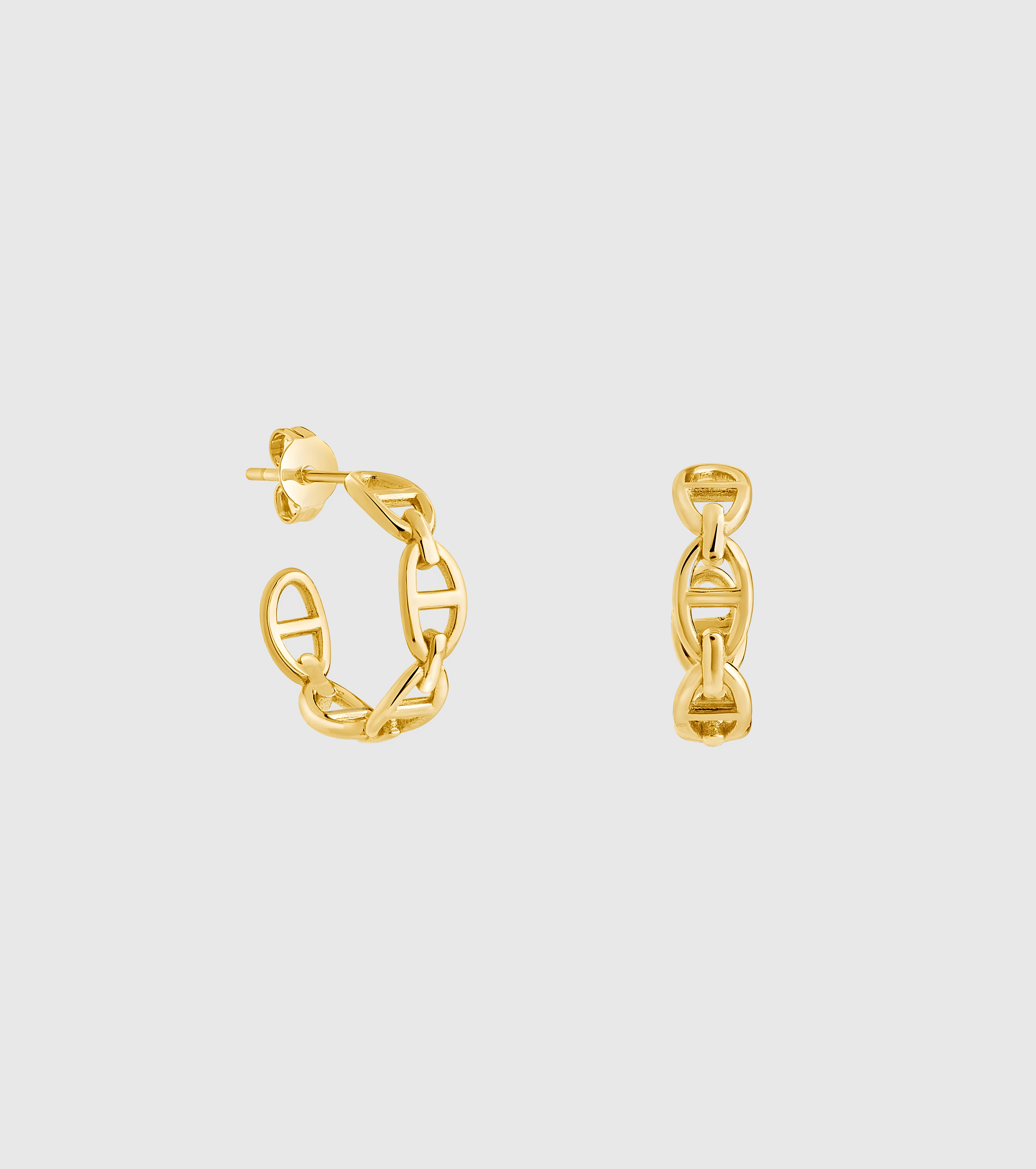 18kt Gold Plated Refined Curb Chain Hoop Earrings | Claire's US