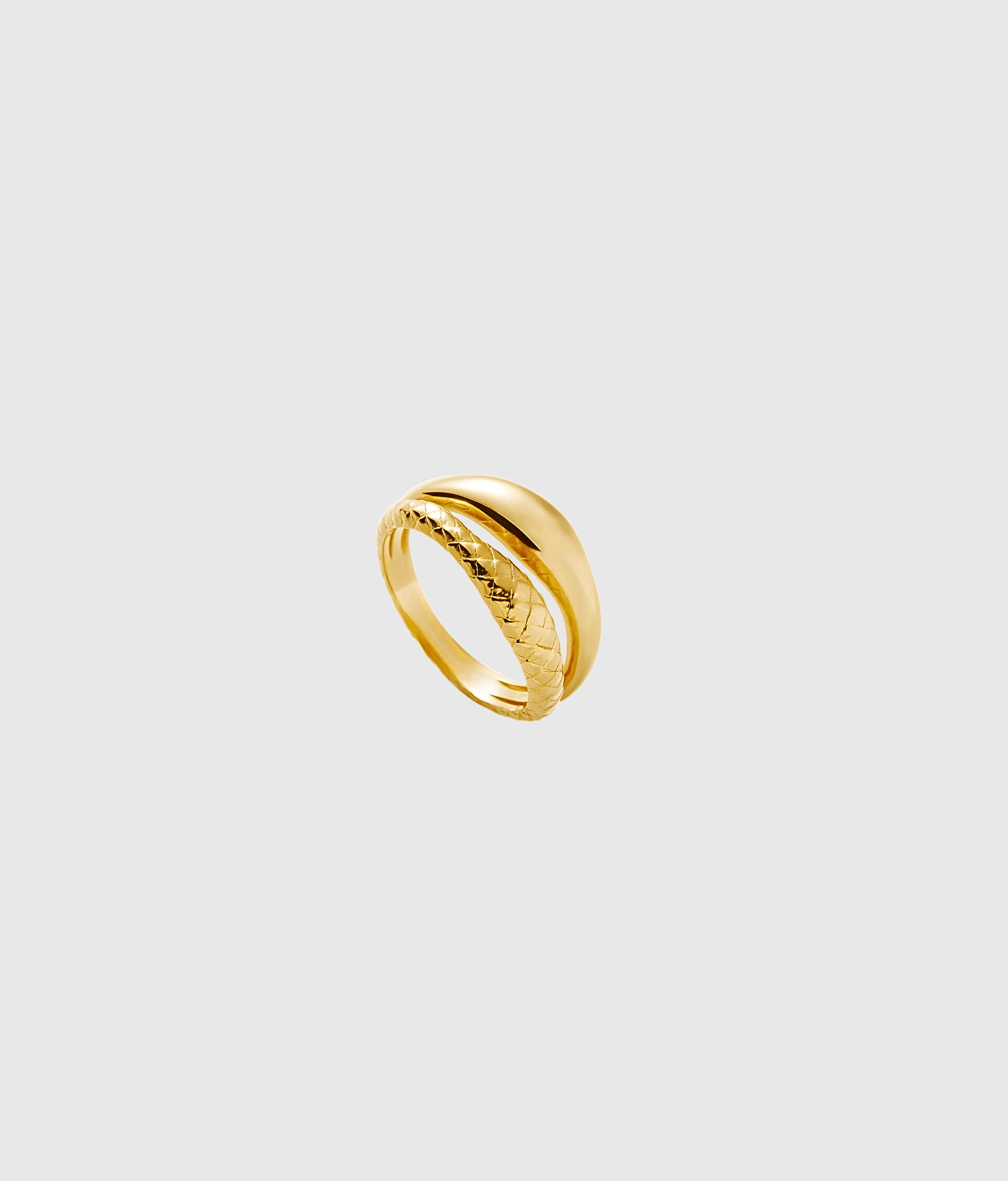 Gold and Textured Double Stacking Ring - OUZELJewellery